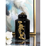 Банка с крышкой из фарфора с бронзовым цветочным элементом Eden Garden варинант исполнения - 4 | Loft Concept в Краснодаре