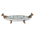 Блюдо овальное из голубого фарфора с ручками в виде бабочек и цветочным рисунком Blue Garden варинант исполнения - 1 | Loft Concept в Краснодаре