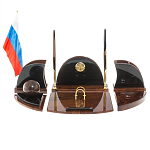 Настольный письменный набор с часами из природного камня обсидиана Oval Office варинант исполнения - 1 | Loft Concept в Краснодаре