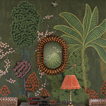 Обои ручная роспись Malwa Original colourway on Olive tobacco варинант исполнения - 1 | Loft Concept в Краснодаре