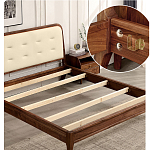 Кровать двуспальная с каркасом из дерева и мягким изголовьем Moon Walnut Bed варинант исполнения - 5 | Loft Concept в Краснодаре