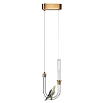 Подвесной светильник с декоративной фигуркой птицы на прозрачной изогнутой трубке Ganthea варинант исполнения - 2 | Loft Concept в Краснодаре