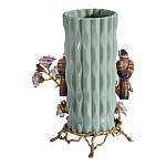 Ваза с птицами и цветами из фарфора с бронзовыми элементами Garden of Eden варинант исполнения - 2 | Loft Concept в Краснодаре