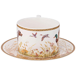 Чайная пара из фарфора с изображением собаки и уток 300 мл Hunting Porcelain Collection варинант исполнения - 2 | Loft Concept в Краснодаре