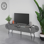ТВ-тумба серая с 2-мя откидными дверцами и 2-мя открытыми полками CAPSULE TV STAND RETRO GREY варинант исполнения - 2 | Loft Concept в Краснодаре