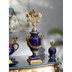 Подсвечник из темно-синего фарфора с бронзовыми элементами и цветами Eden Garden варинант исполнения - 2 | Loft Concept в Краснодаре