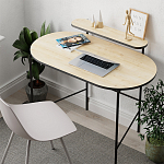 Стол письменный овальной формы с полкой LOUB WORKING TABLE BLACK OAK варинант исполнения - 5 | Loft Concept в Краснодаре