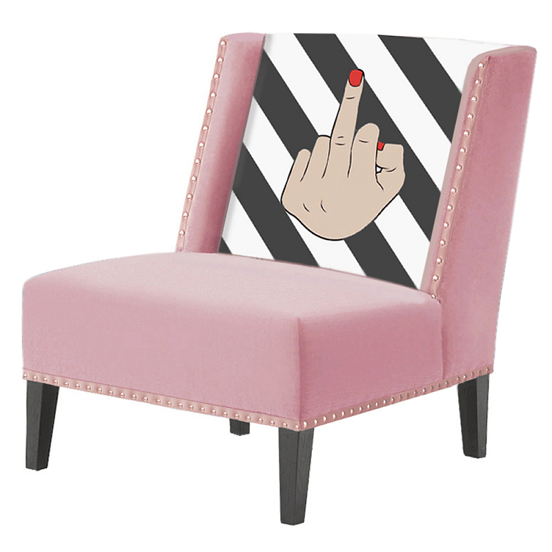 FUN Armchair "fuck off" pink  Дизайнерское кресло с цветным принтом Розовый пастельный в Краснодаре | Loft Concept 