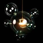 Подвесной светильник с прозрачными бирюзовыми стеклянными шарами и золотыми деталями Диаметр 46 Giopato & Coombes варинант исполнения - 4 | Loft Concept в Краснодаре