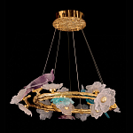 Люстра круглая на золотом каркасе с птичками и цветочным декором Miscellaneous herbs варинант исполнения - 5 | Loft Concept в Краснодаре