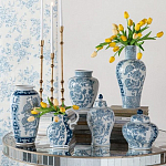 Ваза с крышкой и голубым цветочным рисунком на белом фоне Blue & White Ornament варинант исполнения - 7 | Loft Concept в Краснодаре