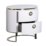 Тумбочка белая овальная с мраморной столешницей Thoroughbass варинант исполнения - 2 | Loft Concept в Краснодаре