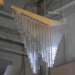 Люстра золотого цвета в форме галочки с каскадом длинных прозрачных трубок Eurofase варинант исполнения - 14 | Loft Concept в Краснодаре