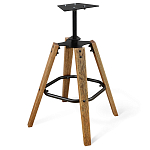 Барный стул со спинкой и металлической подставкой на 4-х деревянных ножках Коричневый Велюр Vendramin Chair варинант исполнения - 5 | Loft Concept в Краснодаре