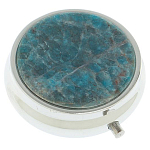 Таблетница карманная круглая с 3-мя отделениями и накладкой из натурального камня Апатит Голубой Silver Stone Pillboxes варинант исполнения - 1 | Loft Concept в Краснодаре