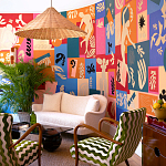 Обои ручная роспись в стиле Арт-деко Jazz Original colourway on painted silk with embroidery варинант исполнения - 1 | Loft Concept в Краснодаре