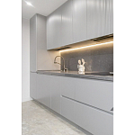 Прямой серый кухонный гарнитур с фрезерованным фасадом Idelle Kitchen Set варинант исполнения - 2 | Loft Concept в Краснодаре