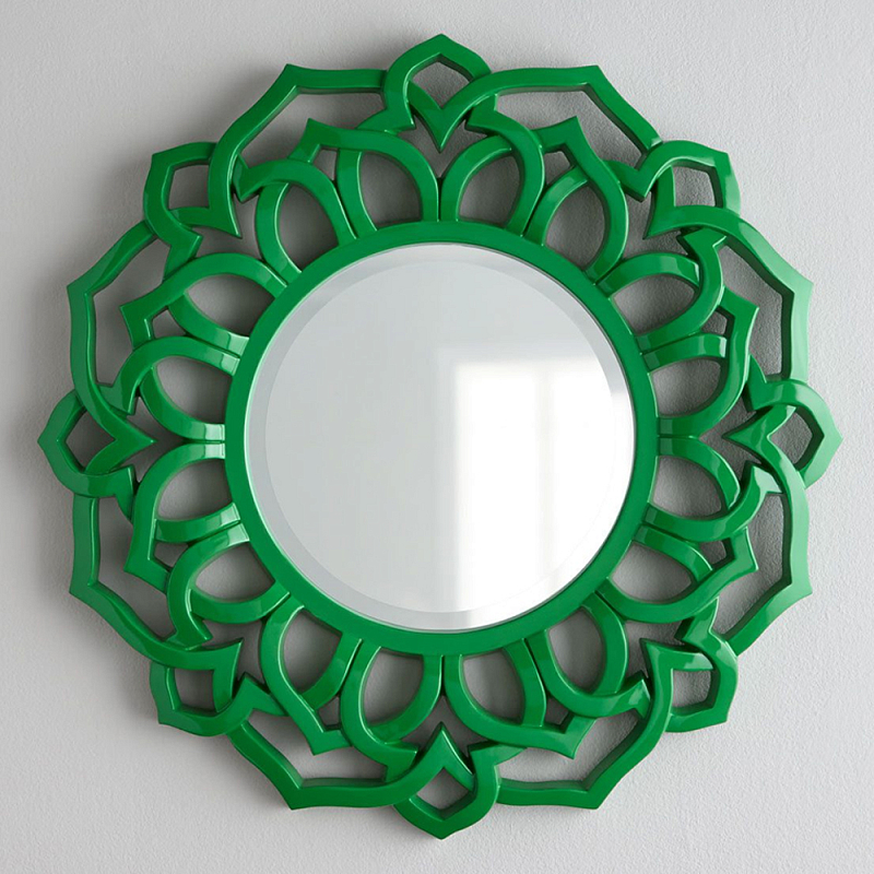 Зеркало круглое в ажурной зеленой раме Green Floral Pattern Зеленый Зеркало круглое в ажурной зеленой раме Green Floral Pattern Зеленый в Краснодаре | Loft Concept