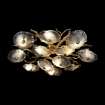 Потолочная люстра круглая ветвистыми бронзовыми элементами и стеклянными рифлеными дисками Textured Glass Chandelier варинант исполнения - 4 | Loft Concept в Краснодаре