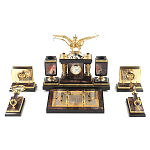 Настольный письменный набор из яшмы и долерита с декором Двуглавый орел Manager Organizer варинант исполнения - 1 | Loft Concept в Краснодаре