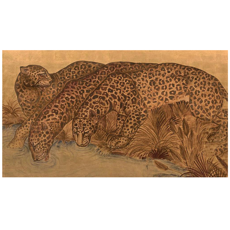 Картина с изображением Леопардов Leopards by stream Коричневый Картина с изображением Леопардов Leopards by stream Коричневый в Краснодаре | Loft Concept