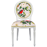 Стул светло-серый из натурального бука с изображением птиц и цветов Blooming Birds Red  варинант исполнения - 1 | Loft Concept в Краснодаре