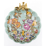 Блюдо из голубого фарфора с бронзовой птичкой Blue Garden варинант исполнения - 2 | Loft Concept в Краснодаре