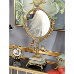 Зеркало с бронзовой подставкой в виде дерева и фарфоровыми птичками на голубом основании Eden Garden варинант исполнения - 4 | Loft Concept в Краснодаре