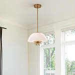 Подвесной светильник золотого цвета с полусферическим опаловым плафоном и декоративным элементом Elstead Lighting варинант исполнения - 7 | Loft Concept в Краснодаре