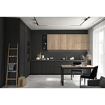 Черный матовый кухонный гарнитур с фасадом под дерево Renart Kitchen Set варинант исполнения - 3 | Loft Concept в Краснодаре