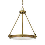 Люстра подвесная цвета латунь с плоским круглым матовым стеклянным плафоном на цепи Hinkley варинант исполнения - 1 | Loft Concept в Краснодаре