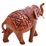 Статуэтка из дерева суар в виде слона в традиционном облачении Elephant in blanket варинант исполнения - 2 | Loft Concept в Краснодаре