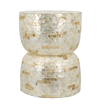 Приставной столик с мозаичным рисунком из раковин устриц Bone Inlay варинант исполнения - 2 | Loft Concept в Краснодаре