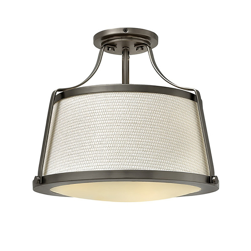 Потолочный светильник со светлым текстильным абажуром Hinkley Латунь Белый Никель в Краснодаре | Loft Concept 