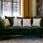 Декоративная подушка светло-зеленая с растительным орнаментом Raffael Floral Green Cushion варинант исполнения - 2 | Loft Concept в Краснодаре