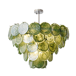 Люстра из зеленых стеклянных дисков с перламутровым эффектом Green Glowing Glaze варинант исполнения - 1 | Loft Concept в Краснодаре