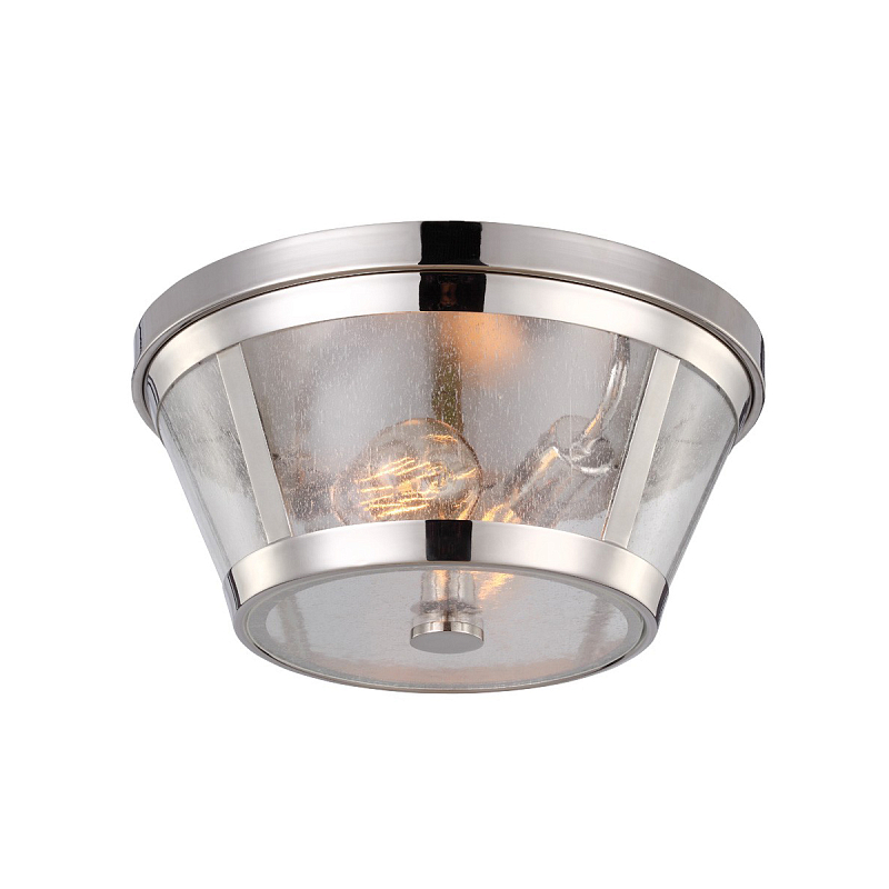 Потолочный светильник с плафоном из прозрачного пузырькового стекла Feiss Никель Прозрачное Стекло в Краснодаре | Loft Concept 
