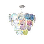 Люстра с каскадом из круглых разноцветных стеклянных дисков Mother of Pearl Iridescence варинант исполнения - 4 | Loft Concept в Краснодаре