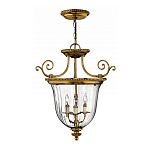 Люстра подвесная цвета латунь с прозрачным стеклянным плафоном и тремя лампами в классическом стиле на цепи Hinkley варинант исполнения - 2 | Loft Concept в Краснодаре