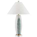 Настольная лампа овальная с тропическим принтом Stylized Aalm Leaves Motif варинант исполнения - 4 | Loft Concept в Краснодаре