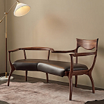 Кушетка с деревянным каркасом и сиденьем из коричневой натуральной кожи Moon Walnut Furniture варинант исполнения - 5 | Loft Concept в Краснодаре