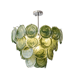 Люстра из зеленых стеклянных дисков с перламутровым эффектом Green Glowing Glaze варинант исполнения - 8 | Loft Concept в Краснодаре