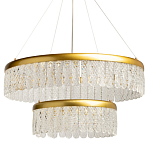 Люстра двухъярусная с золотого цвета и прозрачными подвесками Pettico варинант исполнения - 1 | Loft Concept в Краснодаре