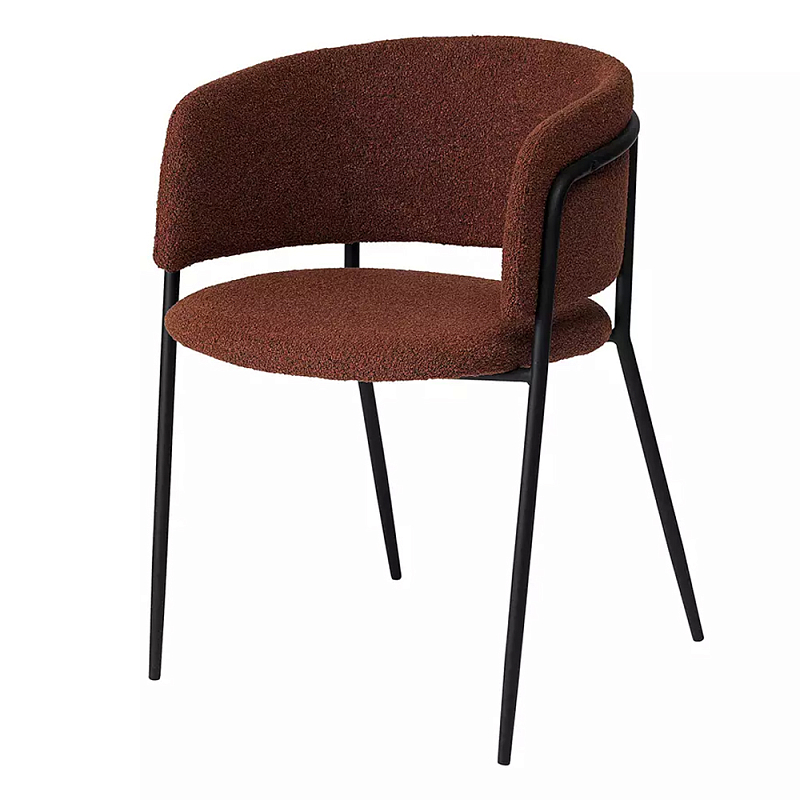 Стул полукруглый мягкий с буклированной обивкой Chair with Boucle Upholstery Черный Терракотовый в Краснодаре | Loft Concept 