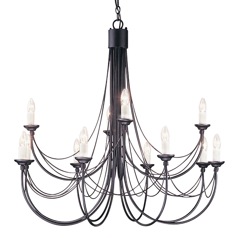 Люстра черного цвета ручной работы с канделябрами и переплетенной проволочной драпировкой Elstead Lighting Черный Белый в Краснодаре | Loft Concept 