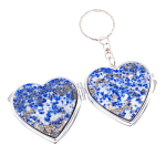 Зеркало брелок складное двухстороннее в форме сердца из натурального камня Лазурит Stone Mirrors варинант исполнения - 2 | Loft Concept в Краснодаре