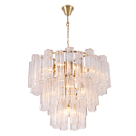 Люстра круглая многоярусная с прозрачными подвесками из стекла Hexagon Tube Light варинант исполнения - 3 | Loft Concept в Краснодаре