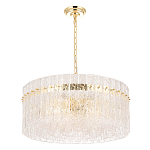 Люстра подвесная круглая с прозрачными рельефными стеклянными вставками и золотым основанием Textured Glass Chandelier варинант исполнения - 2 | Loft Concept в Краснодаре