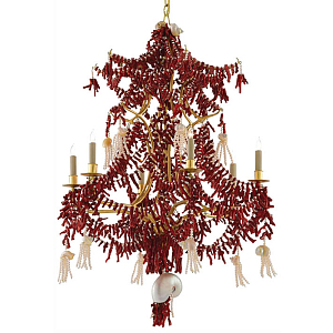 Люстра с декором в виде кораллов и ракушек Corals and Shells Chandelier Red