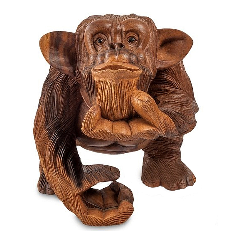 Статуэтка деревянная в виде обезьяны Wooden Monkey Коричневый в Краснодаре | Loft Concept 